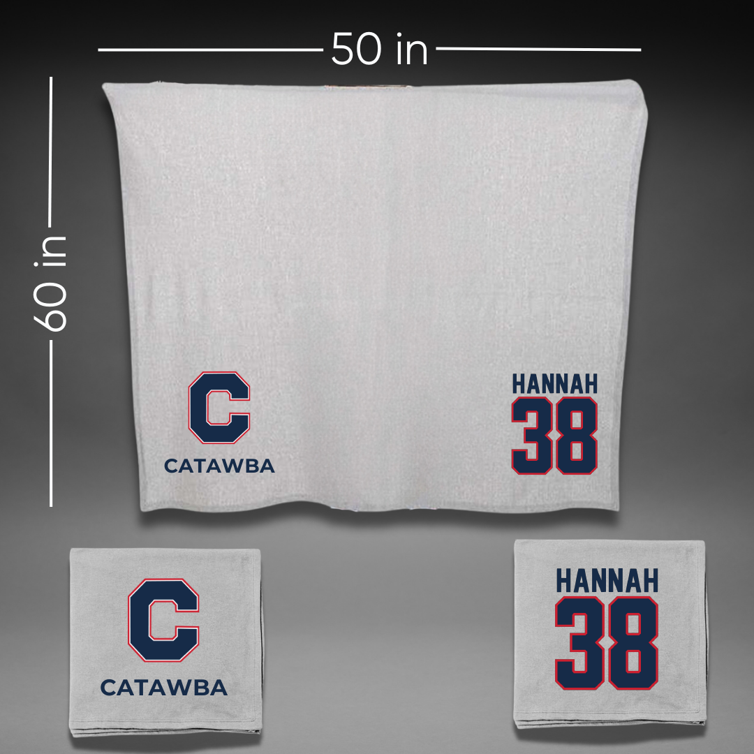 Catawba College Baseball Gray Blanket - #38 Zachary Hannah