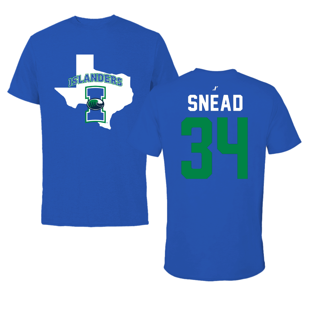 Texas A&M University-Corpus Christi Baseball Blue State Performance Tee - #34 Dylan Snead