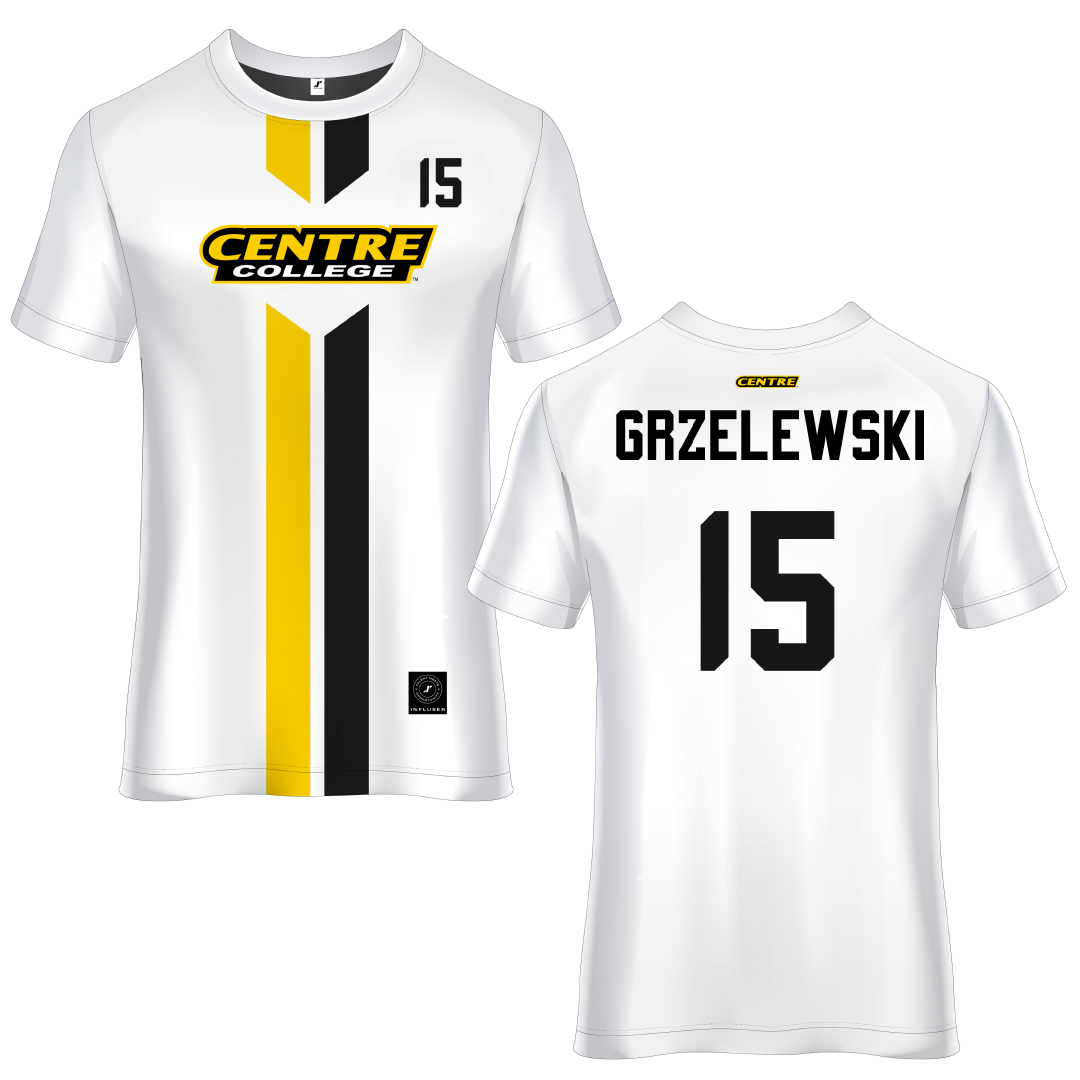 Centre College White Soccer Jersey - #15 Landin Grzelewski