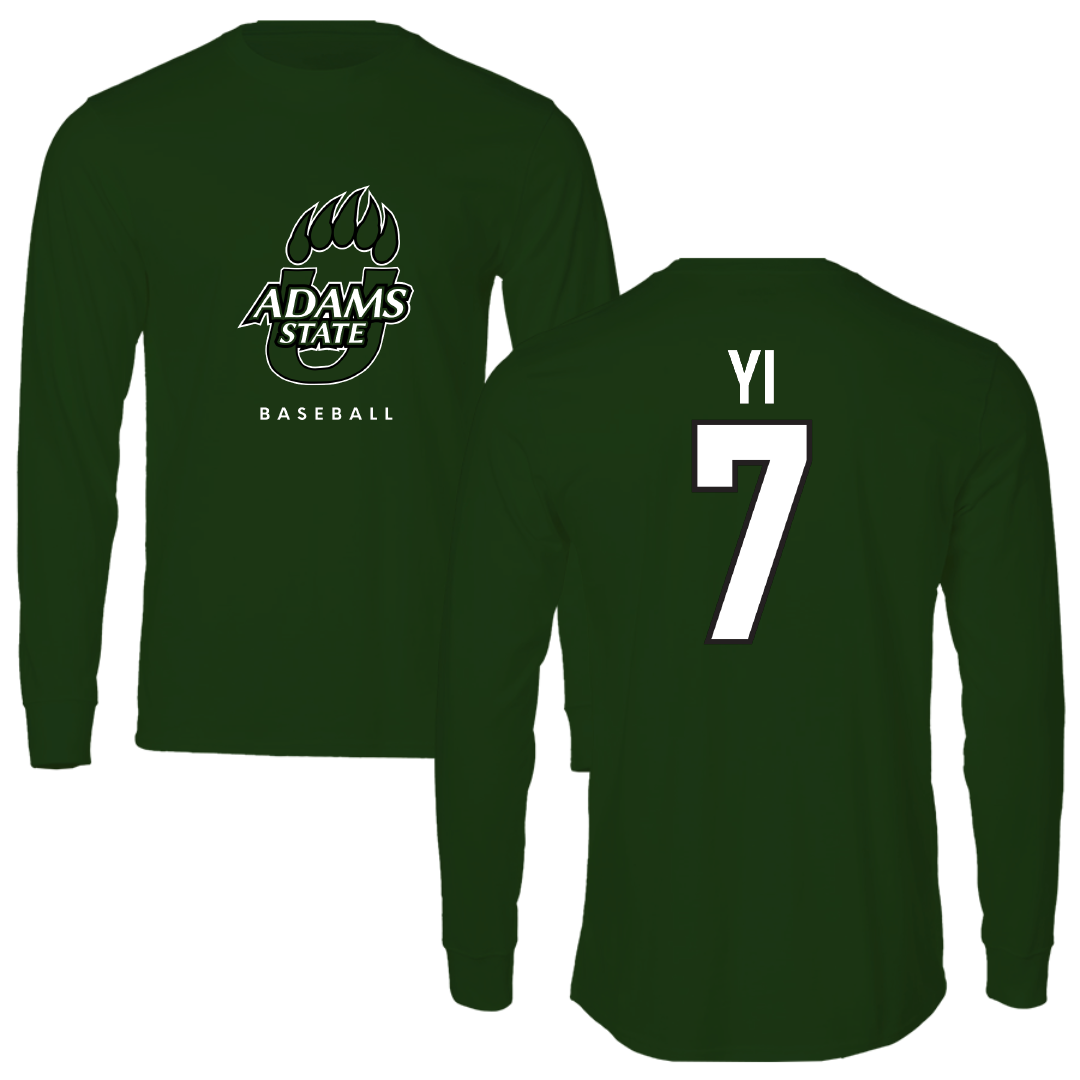 Adams State University Baseball Forest Green Long Sleeve - #7 Austin Yi