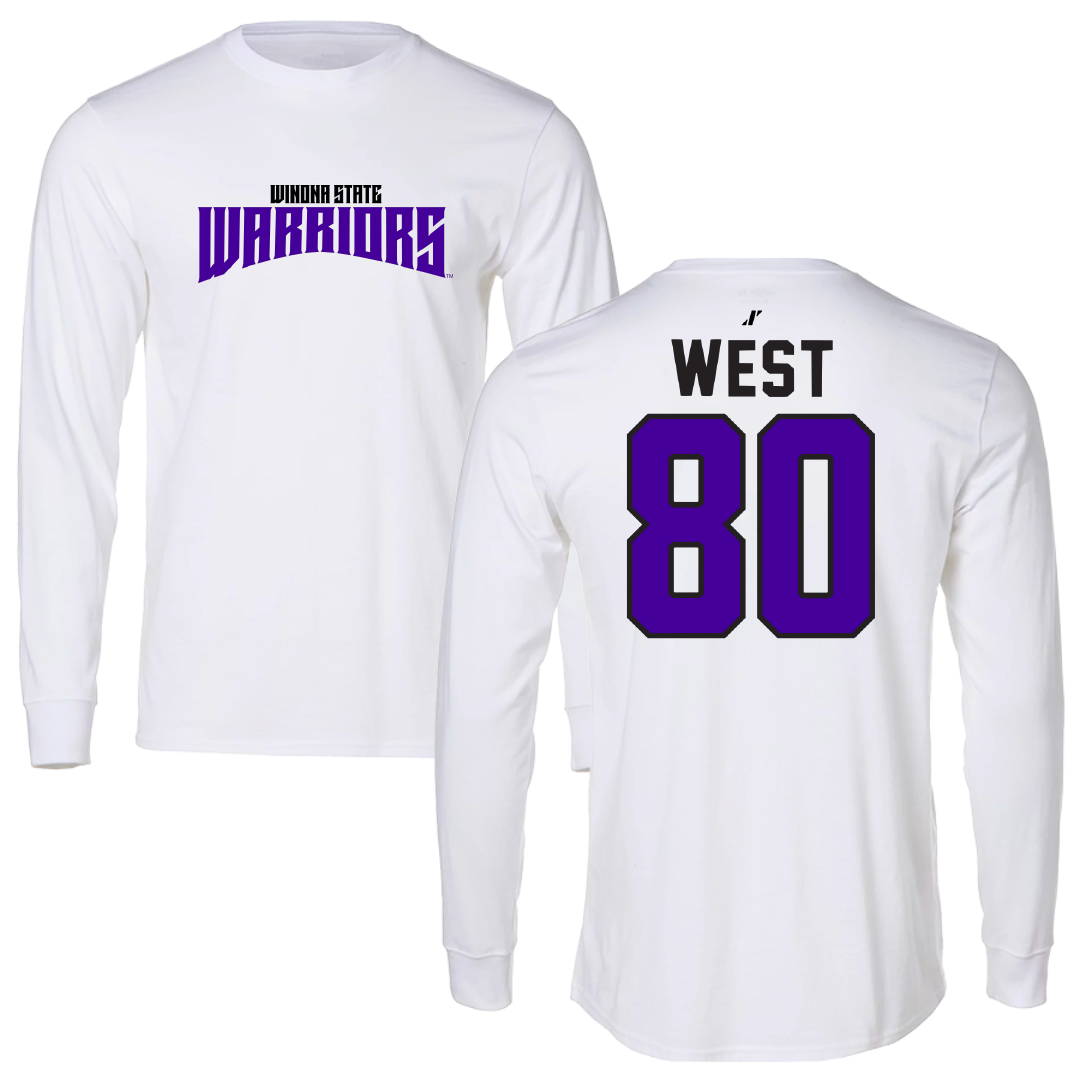 Winona State University Football White Classic Long Sleeve - #80 Jaylen West