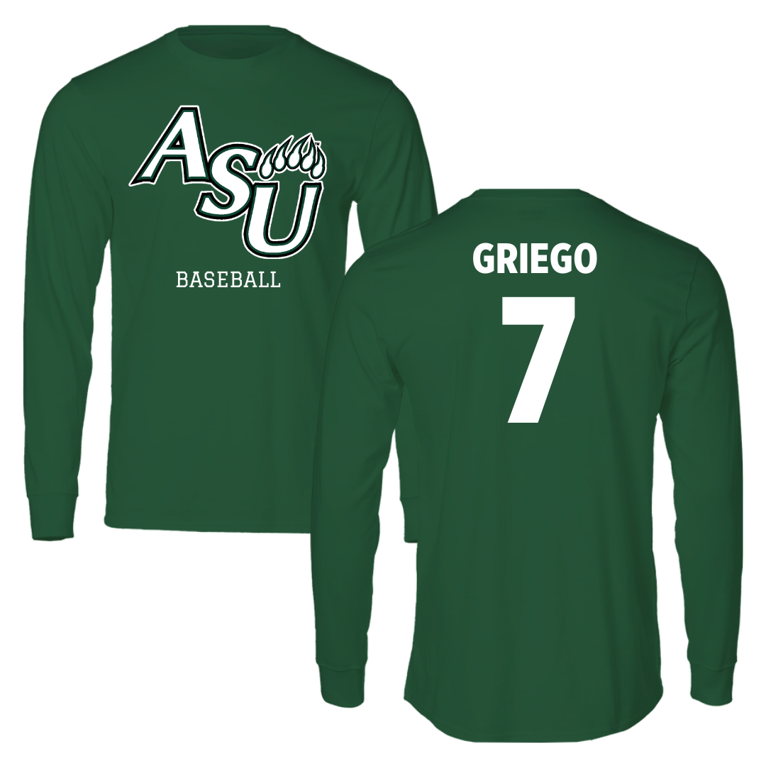 Adams State University Baseball Forest Green Block Performance Long Sleeve - #7 Markus Griego