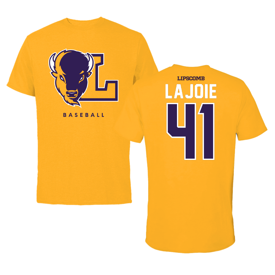 Lipscomb University Baseball Gold Performance Tee - #41 Josh Lajoie