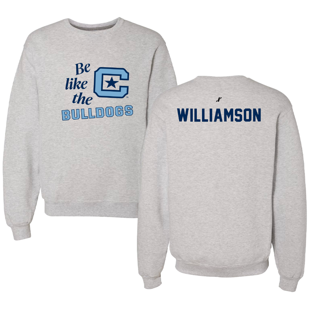 The Citadel TF and XC Light Gray Be Like Us Crewneck - Julia Williamson
