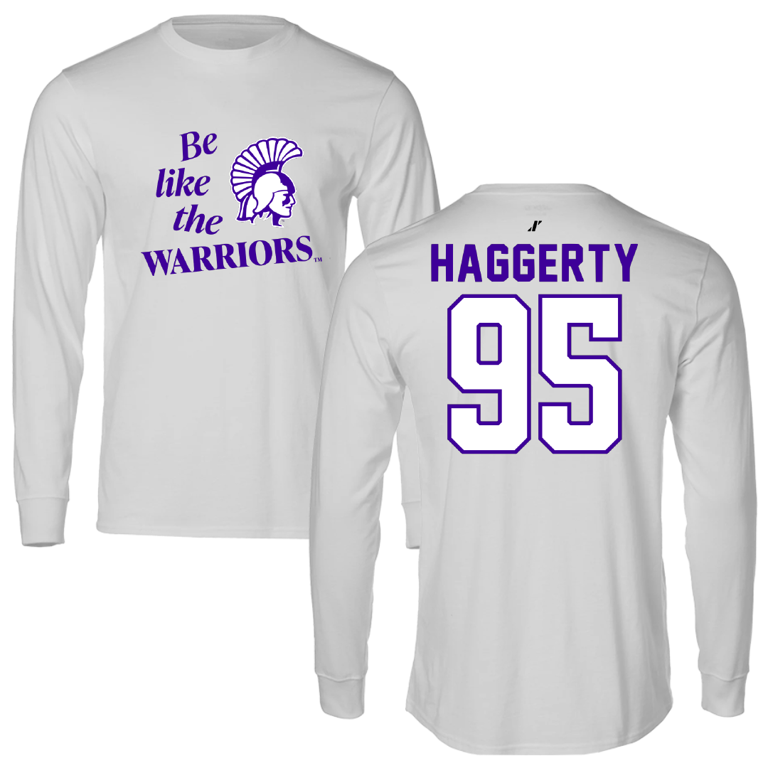 Winona State University Football Light Gray Be Like Us Performance Long Sleeve - #95 Conner Haggerty