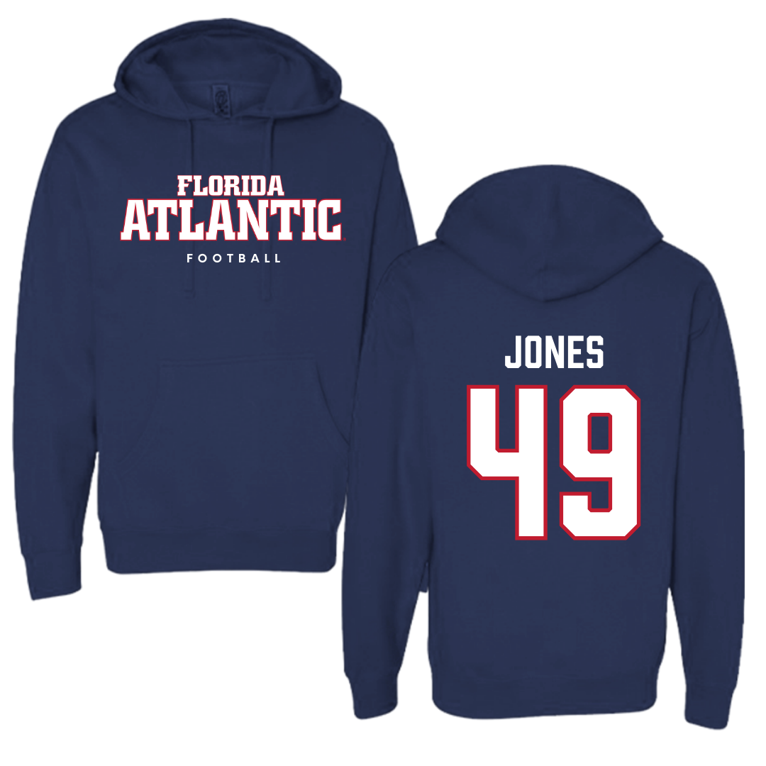 Florida Atlantic University Football Navy Block Hoodie - #49 Chris Jones