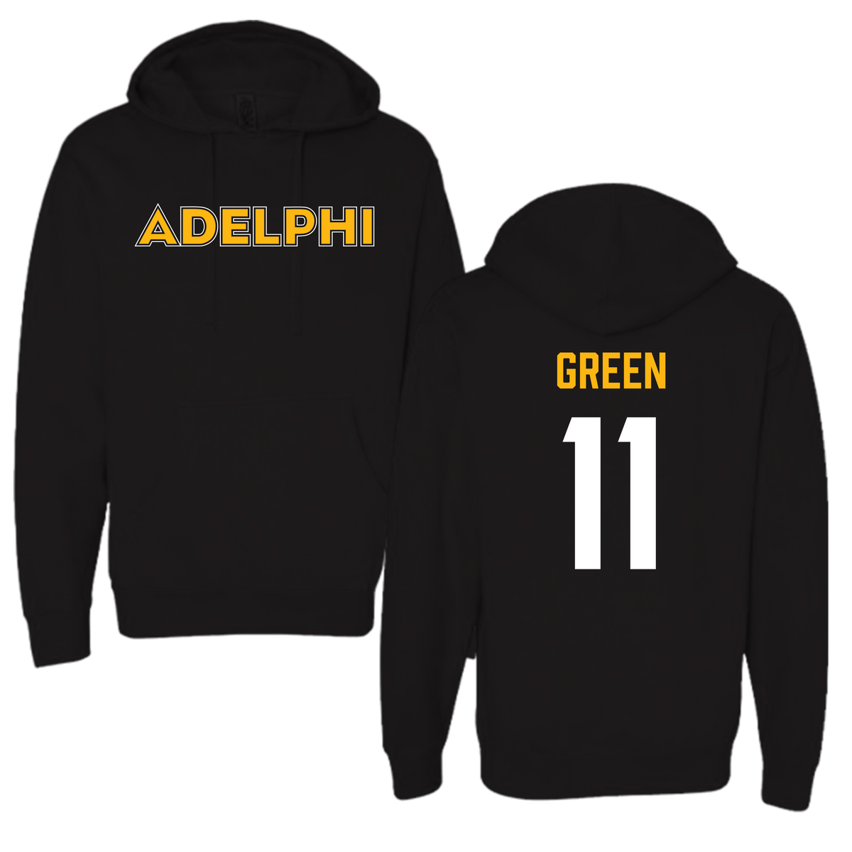 Adelphi University Lacrosse Black Hoodie - #11 Aidan Green