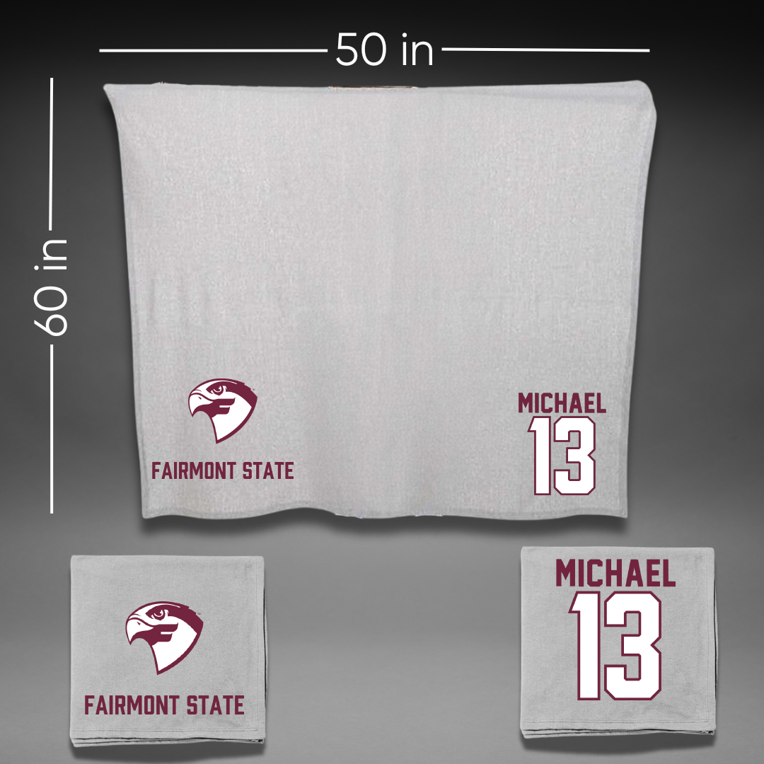 Fairmont State University Football Gray Blanket - #13 Gage Michael