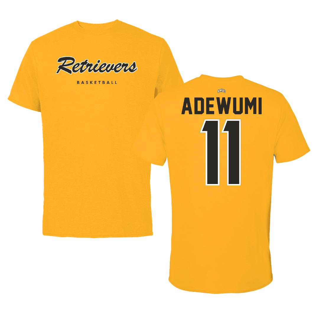 University of Maryland Baltimore County Basketball Gold Tee - #11 Anne Adewumi