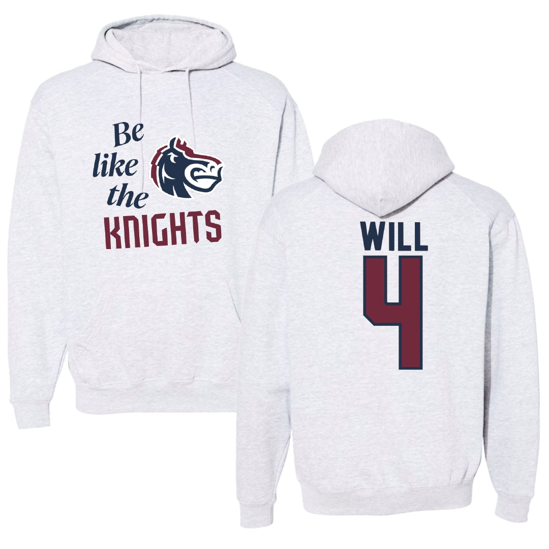 Fairleigh Dickinson University-Metropolitan Campus Baseball Light Gray Be Like Us Hoodie - #4 Zack Will