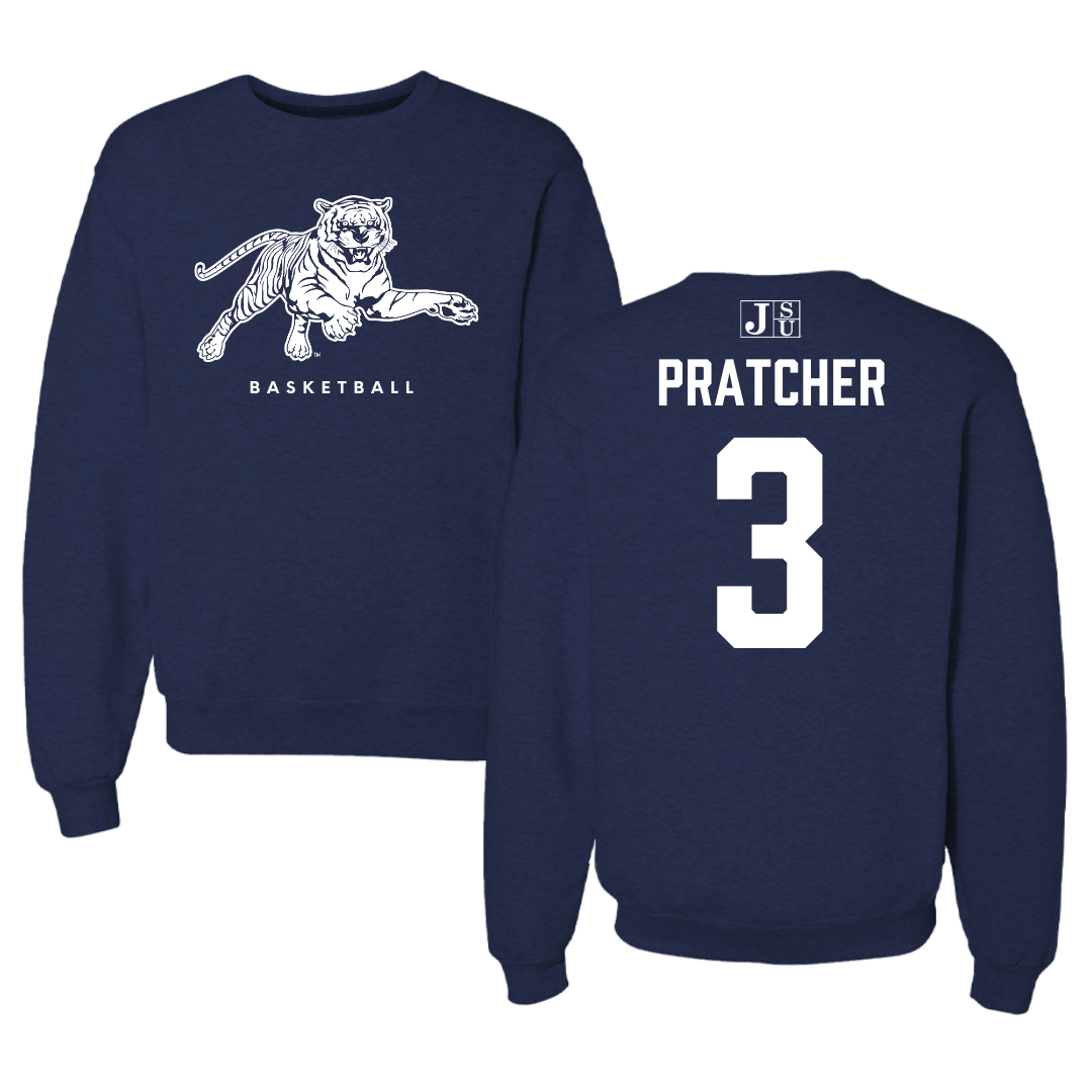 Jackson State University Basketball Navy Crewneck - #3 Mya Pratcher
