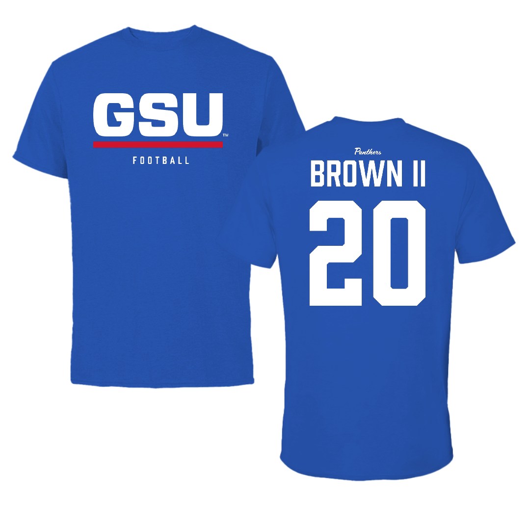 Georgia State University Football Blue Tee - #20 Victoine Brown II