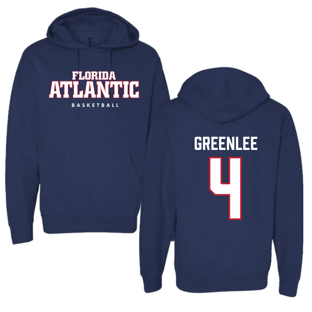 Florida Atlantic University Basketball Navy Block Hoodie - #4 Bryan Greenlee