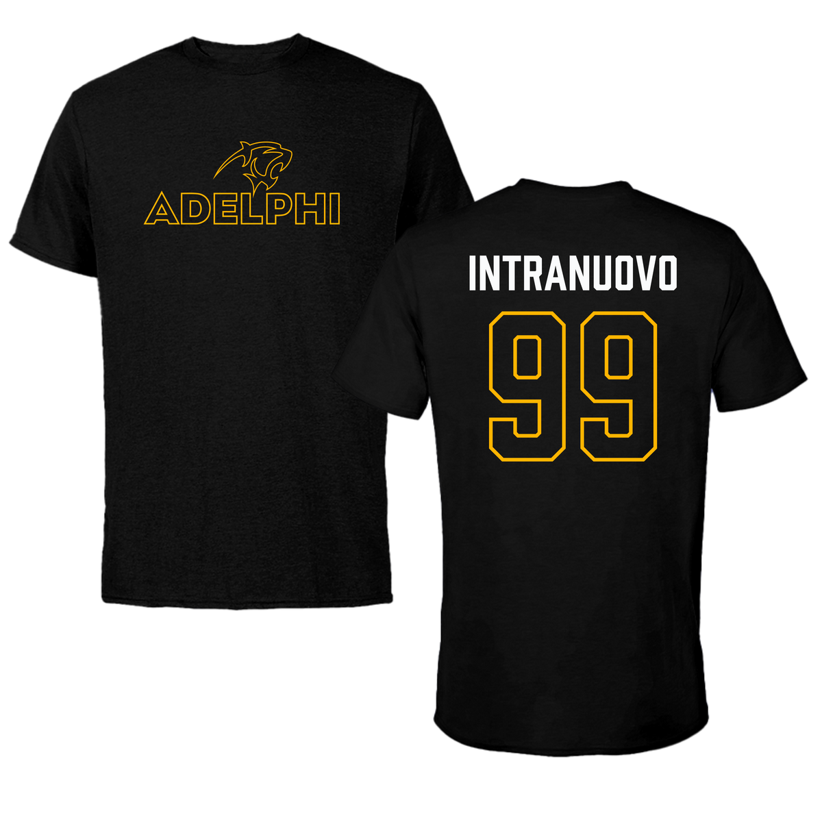 Adelphi University Soccer Black Tee - #99 Gianluca Intranuovo