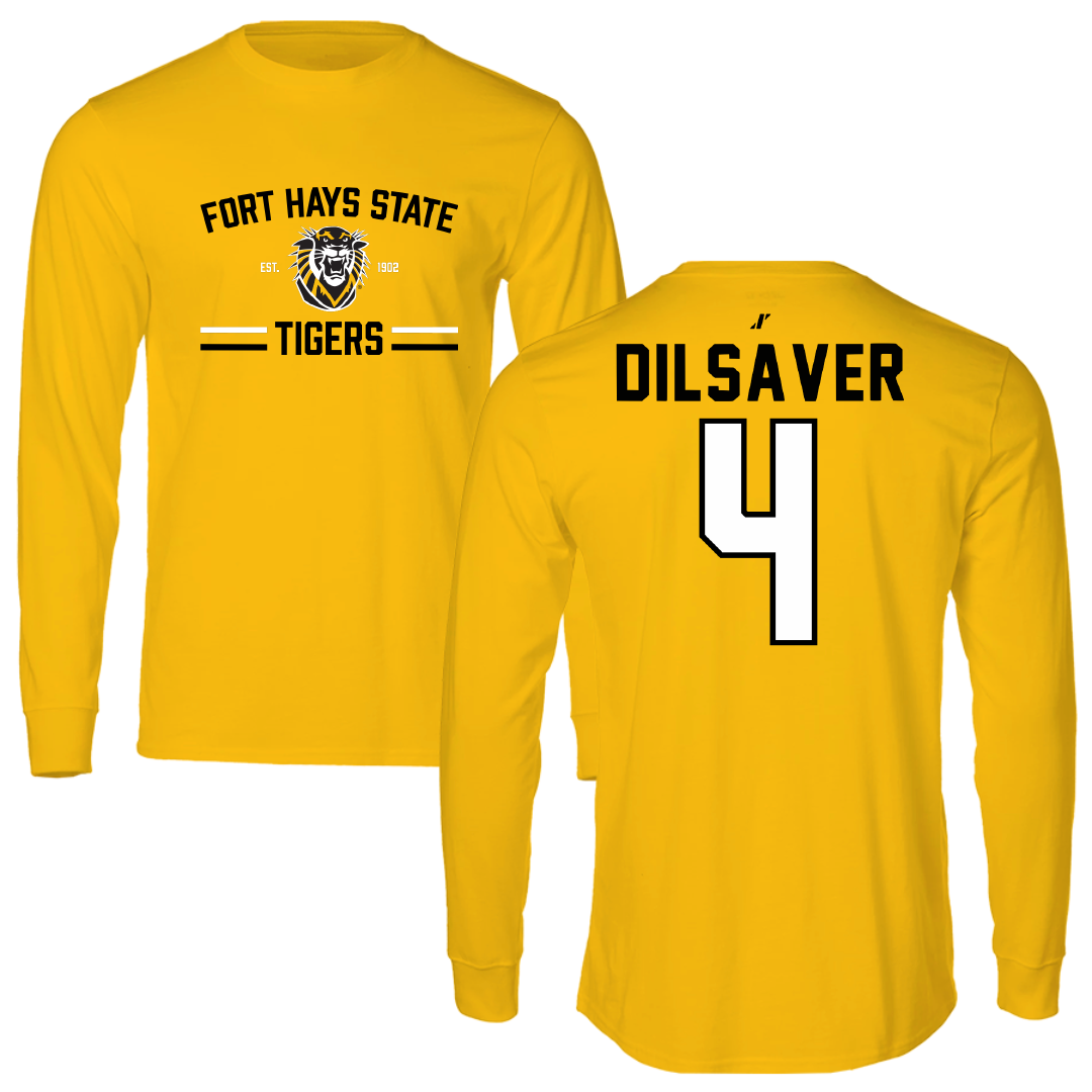 Fort Hays State University Basketball Gold General Performance Long Sleeve - #4 Kate Dilsaver