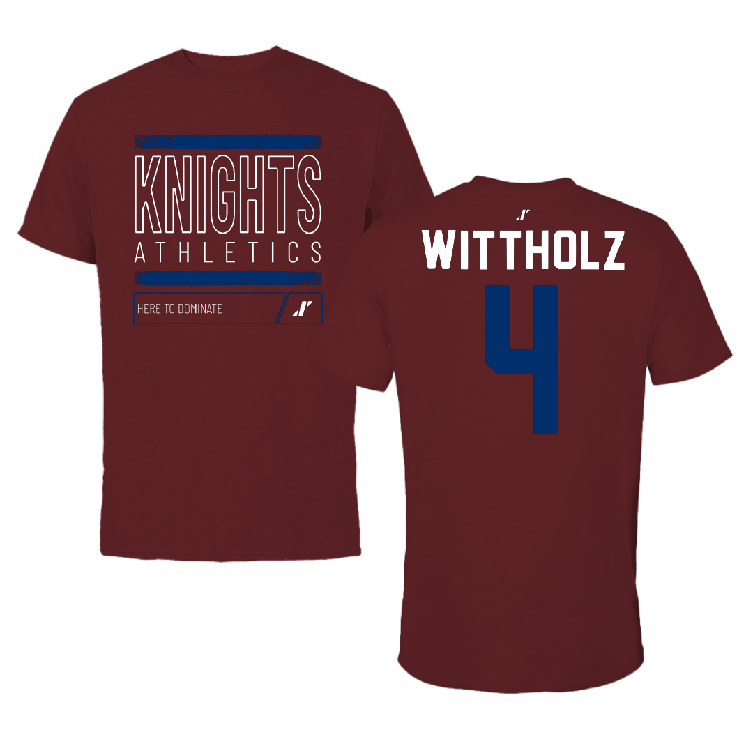 Fairleigh Dickinson University-Metropolitan Campus Volleyball Maroon Dominate Tee - #4 Samantha Wittholz