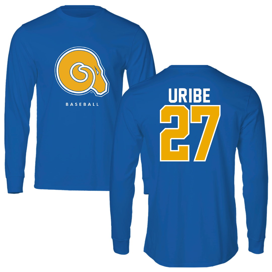 Albany State University Baseball Blue Long Sleeve - #27 Mylon Uribe
