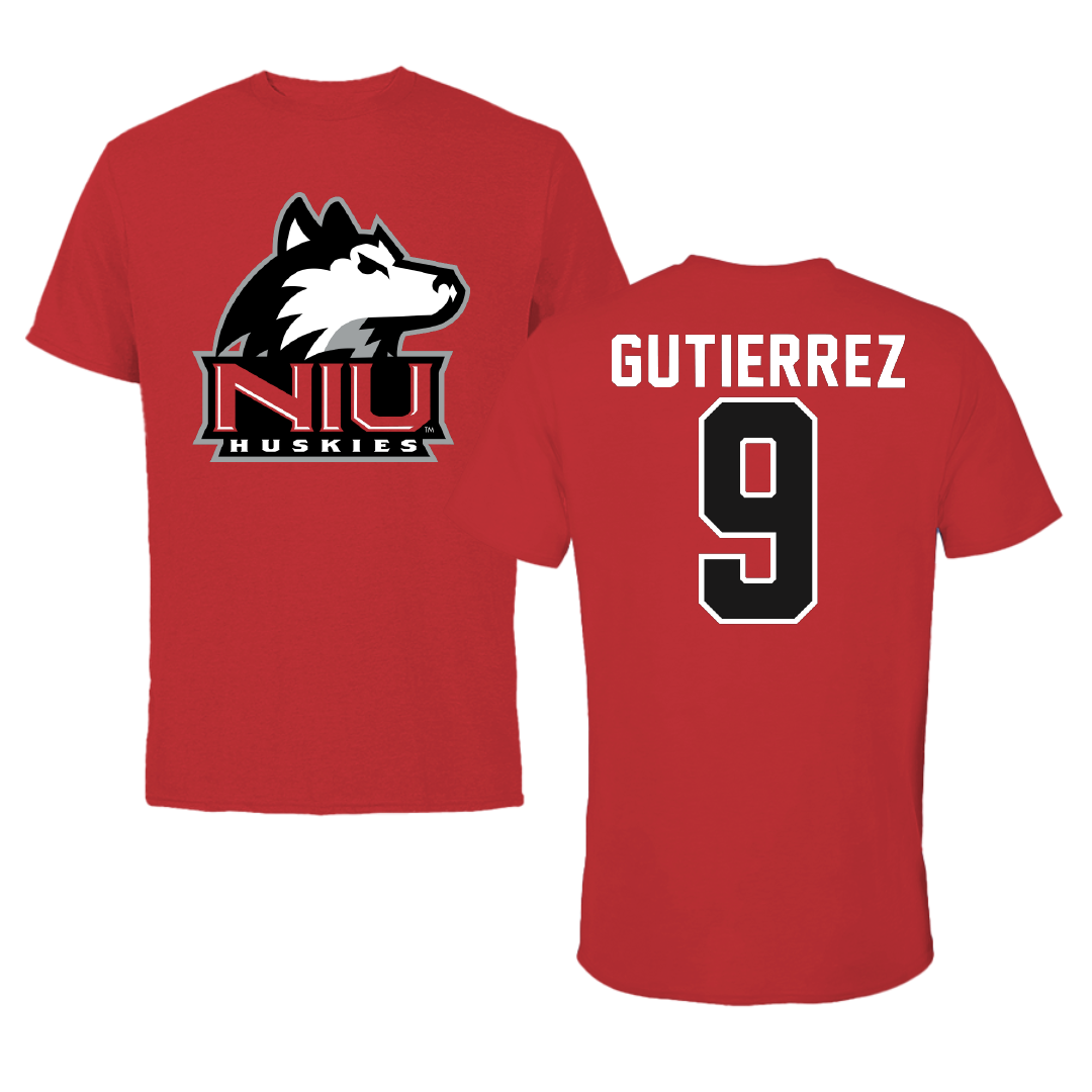 Northern Illinois University Baseball Red Tee - #9 Sebastian Gutierrez