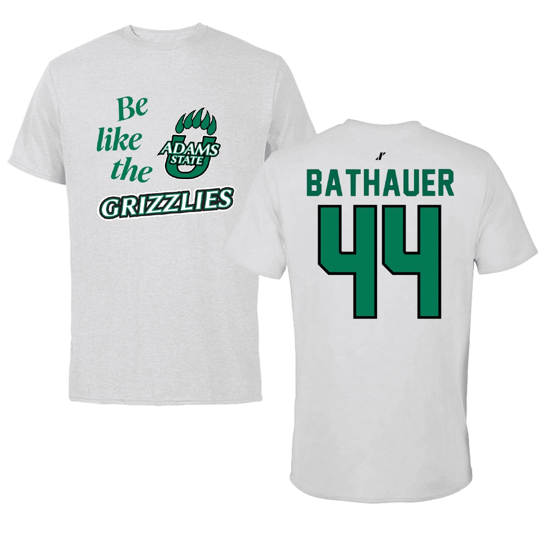 Adams State University Baseball Light Gray Be Like Us Performance Tee - #44 Mike Bathauer