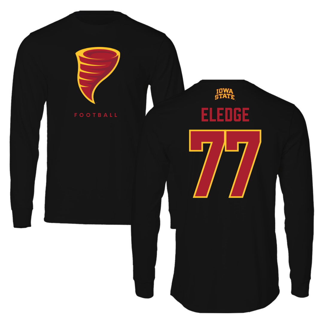 Iowa State University Football Black Long Sleeve - #77 Easton Eledge