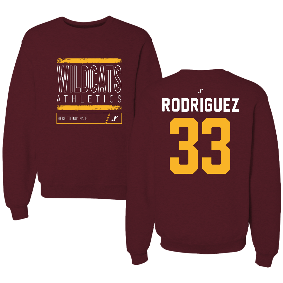 Bethune-Cookman University Baseball Maroon Dominate Crewneck - #33 Jorge Rodriguez