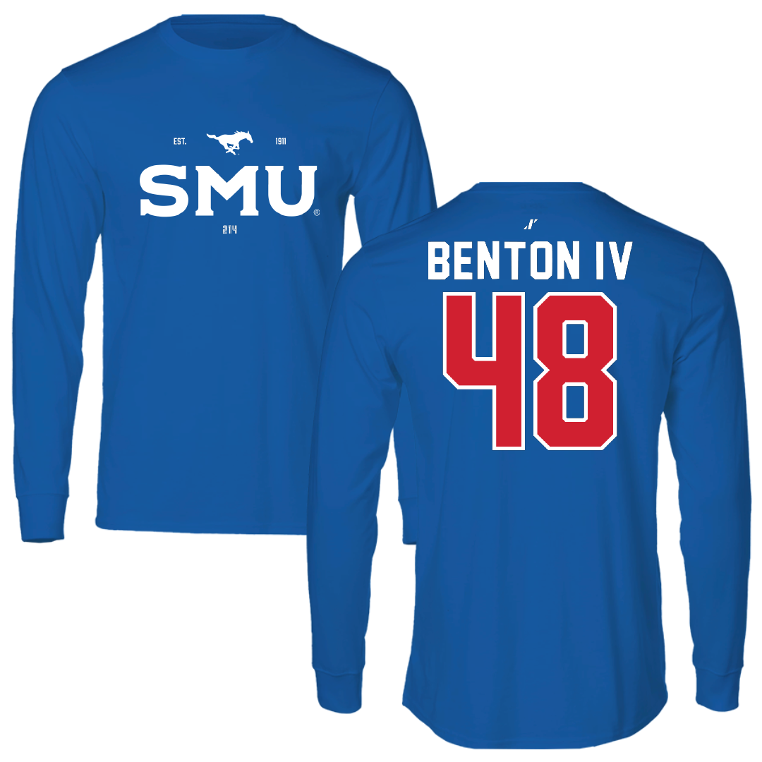 Southern Methodist University Football Blue General Long Sleeve - #48 Will Benton IV