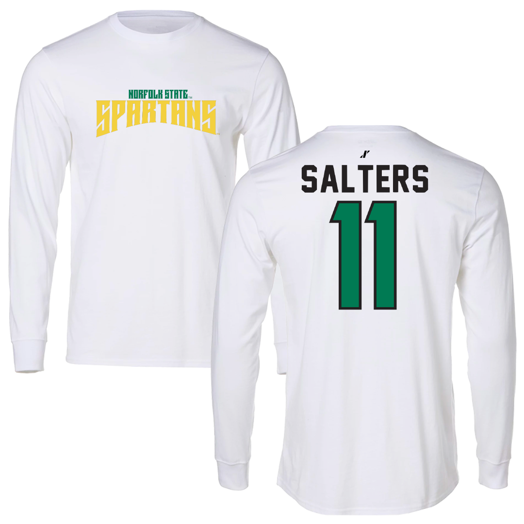 Norfolk State University Baseball White Classic Performance Long Sleeve - #11 Ian Salters