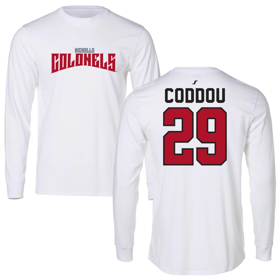 Nicholls State University Baseball White Classic Performance Long Sleeve - #29 Parker Coddou
