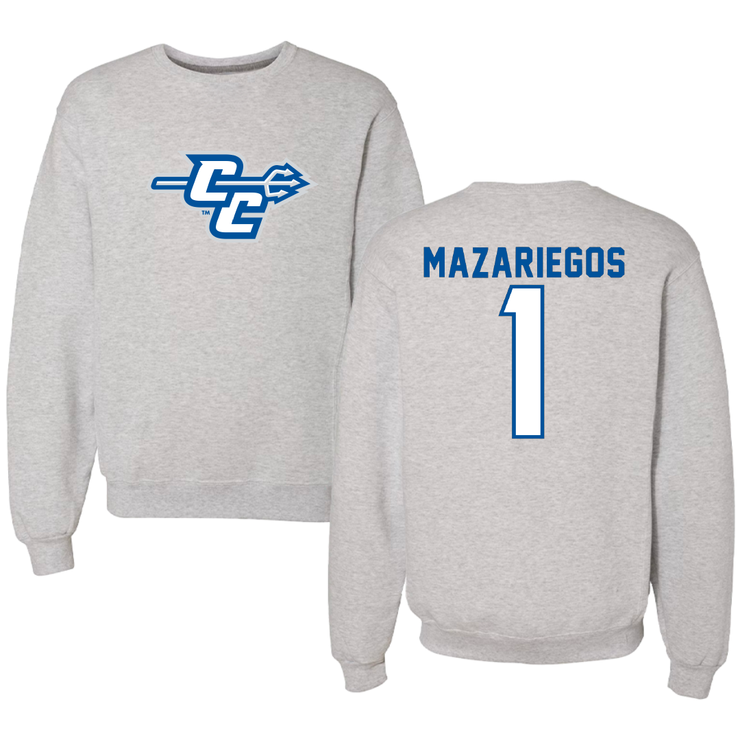 Central Connecticut State University Lacrosse Light Gray Crewneck - #1 Krista Mazariegos