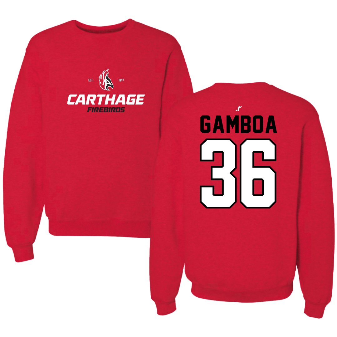 Carthage College Soccer Red General Crewneck - #36 Brayan Gamboa