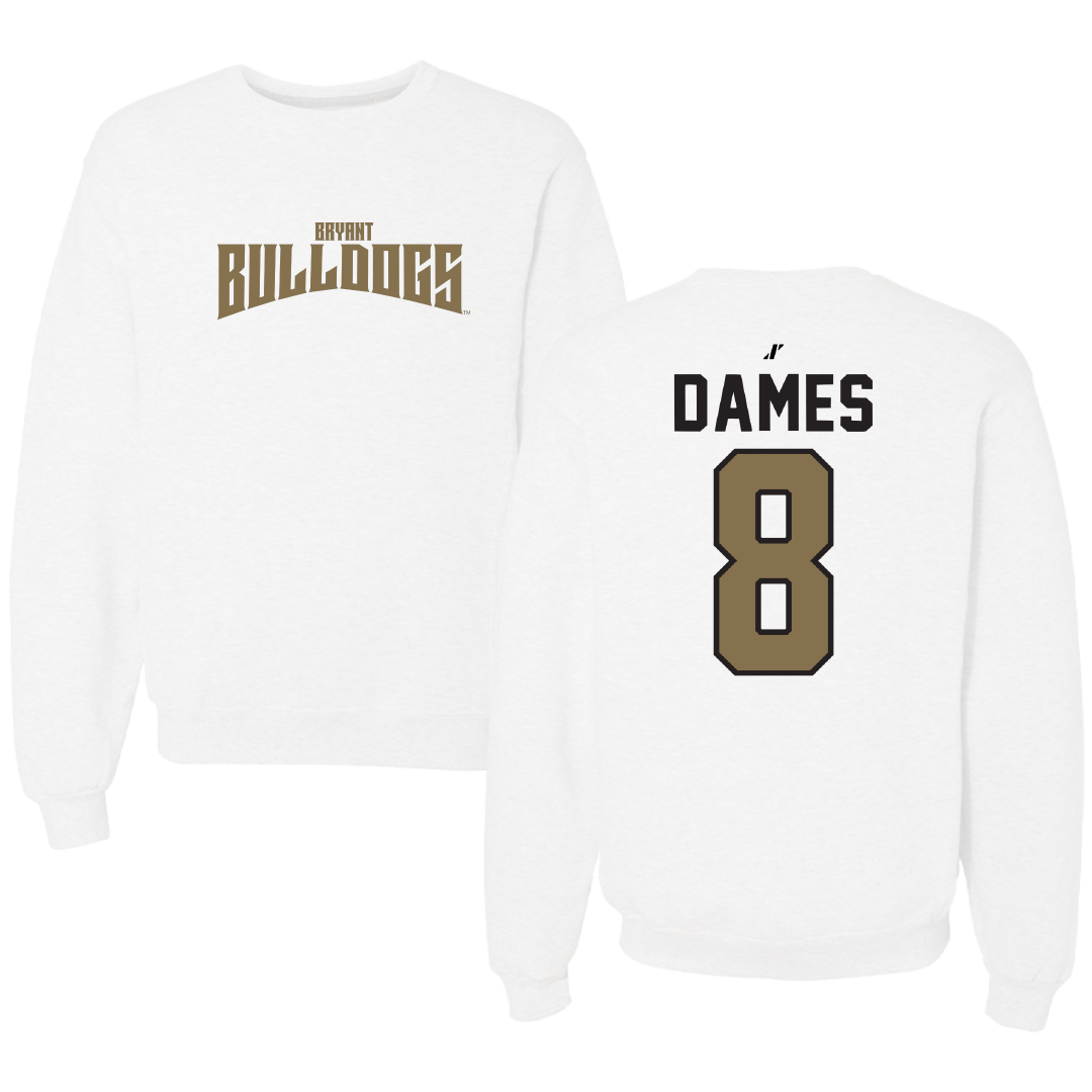 Bryant University Football White Classic Crewneck - #8 Javin Dames