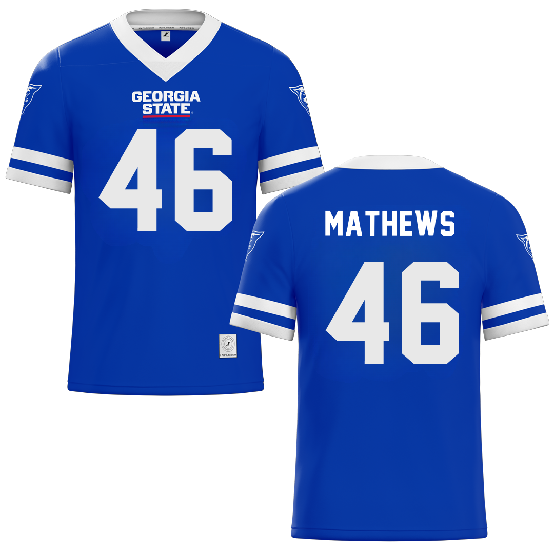 Georgia State University Blue Football Jersey - #46 Ian Mathews