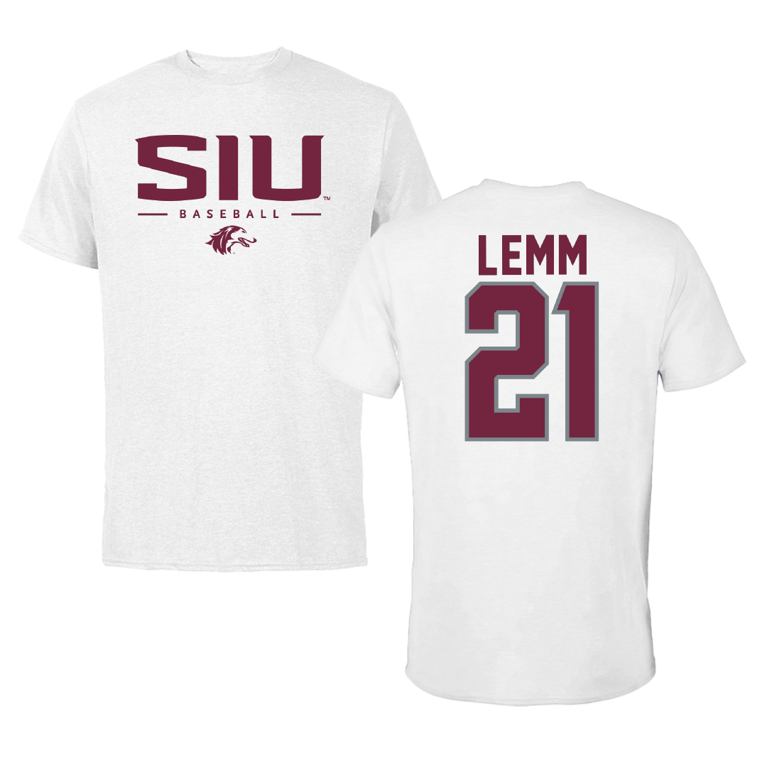 Southern Illinois University at Carbondale Baseball White Performance Tee - #21 John Lemm