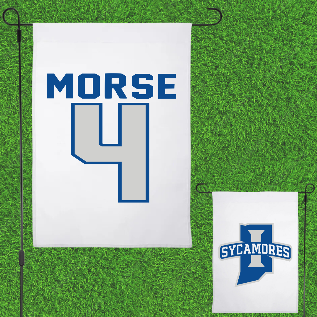 Indiana State University Baseball White Garden Flag - #4 Colby Morse