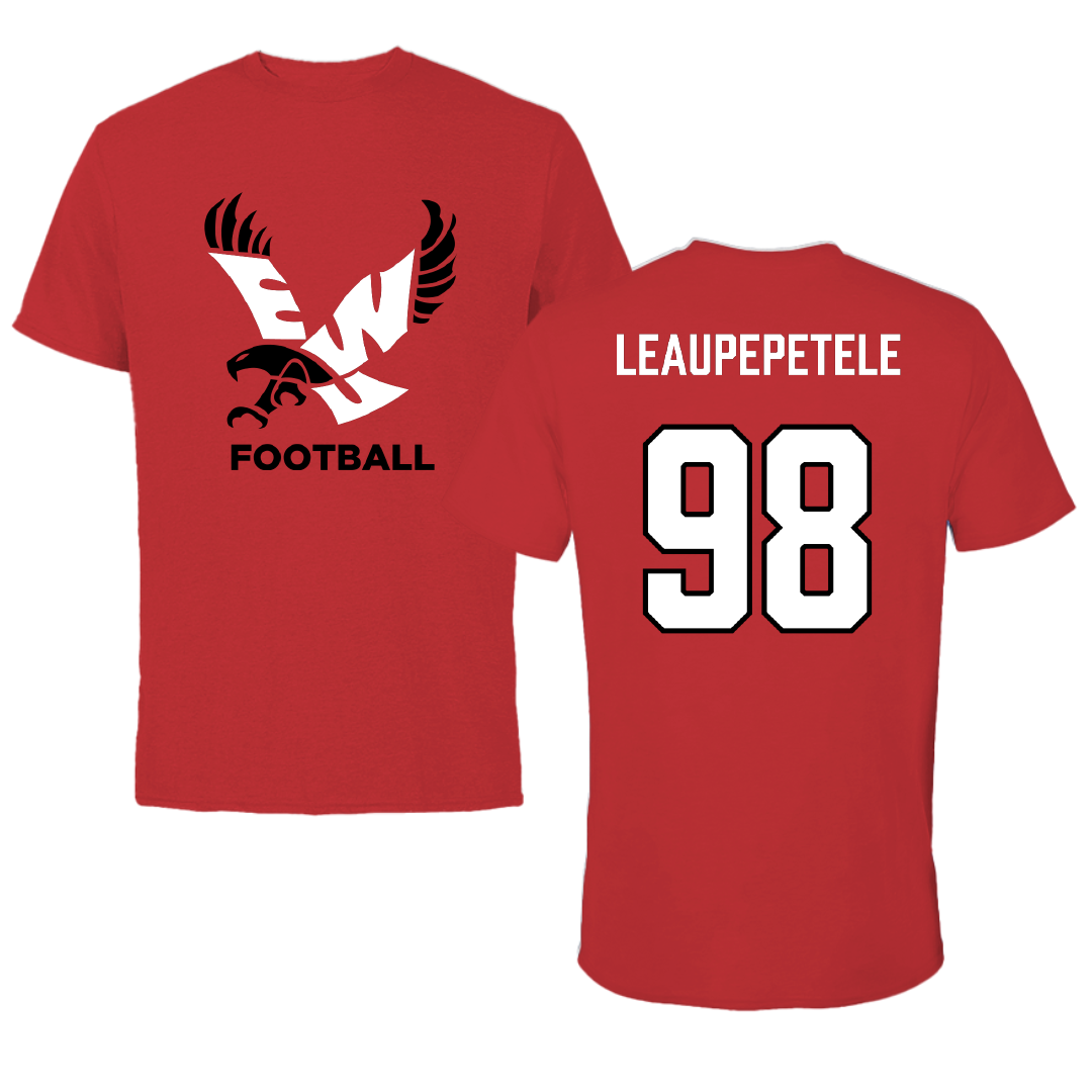 Eastern Washington University Football Red Performance Tee - #98 Jirah Leaupepetele