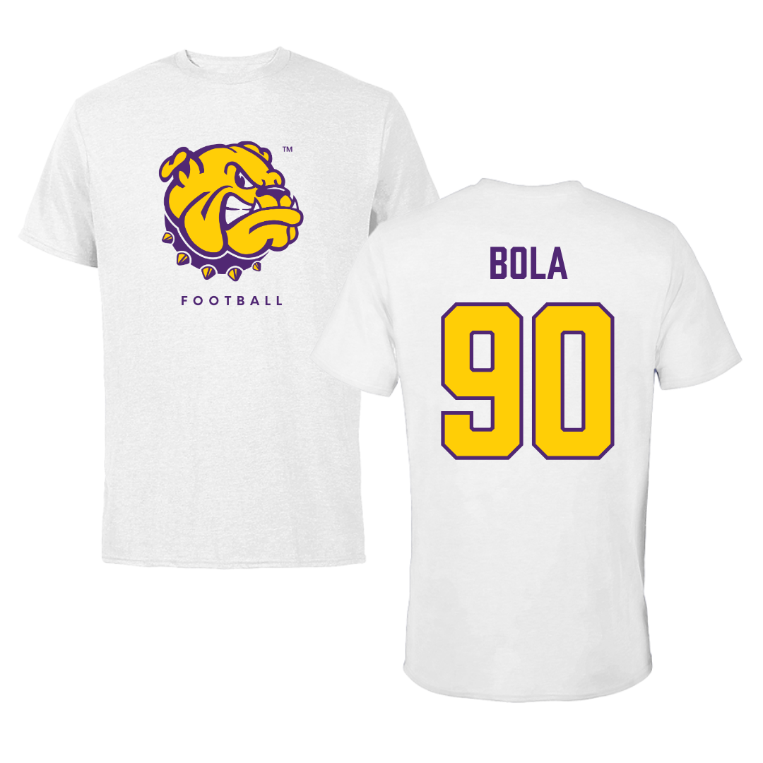 Western Illinois University Football White Performance Tee - #90 Mayo Bola