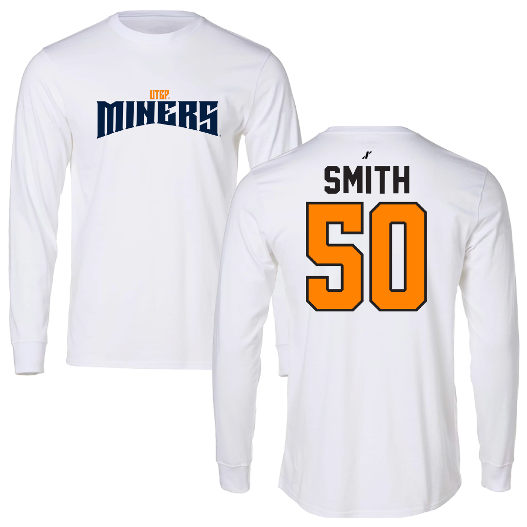 University of Texas at El Paso Football White Classic Long Sleeve - #50 Brennan Smith