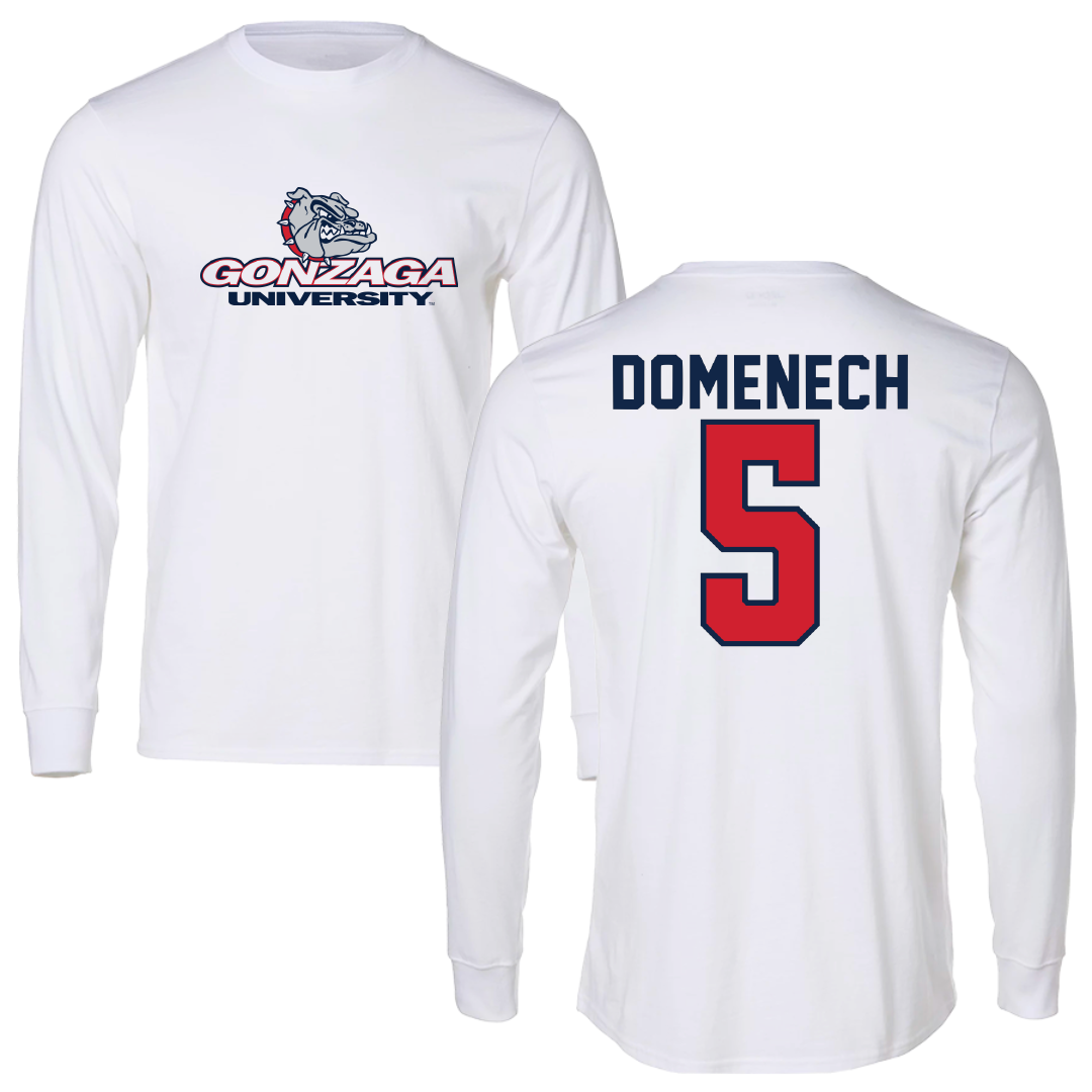 Gonzaga University Soccer White Performance Long Sleeve - #5 Diego Domenech