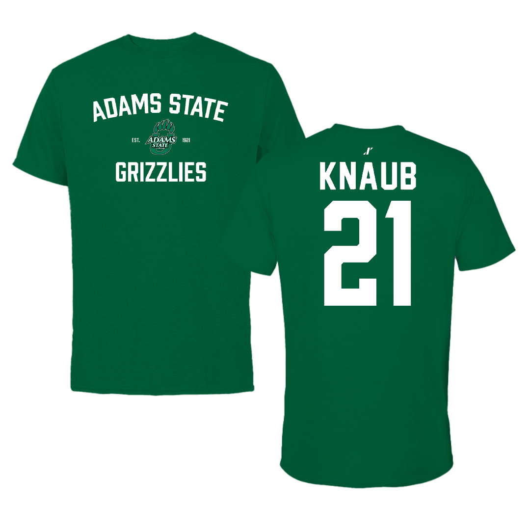 Adams State University Basketball Green General Performance Tee - #21 Michael Knaub