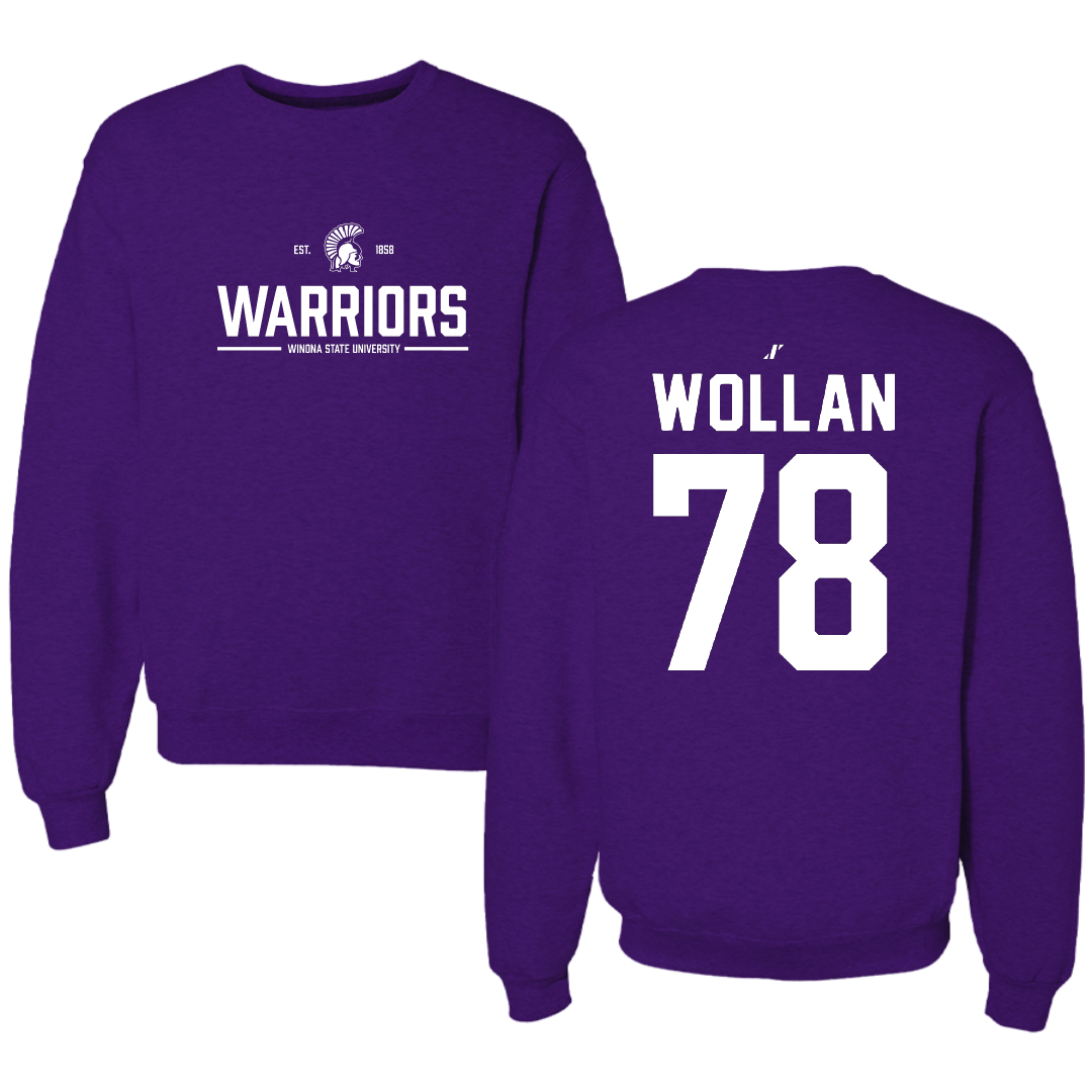Winona State University Football Purple General Crewneck - #78 Garit Wollan