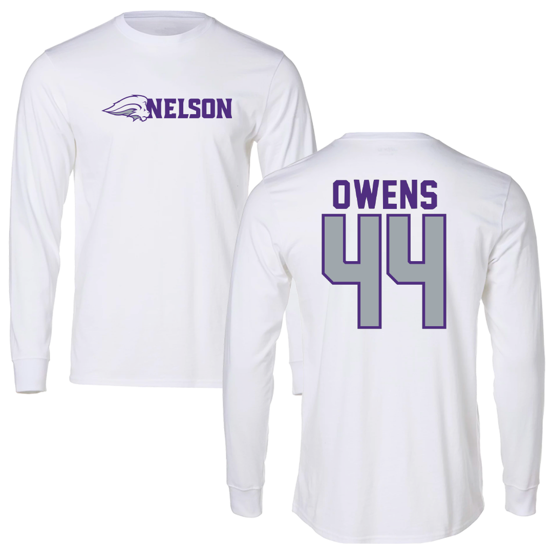Nelson University Soccer White Performance Long Sleeve - #44 Winston Owens