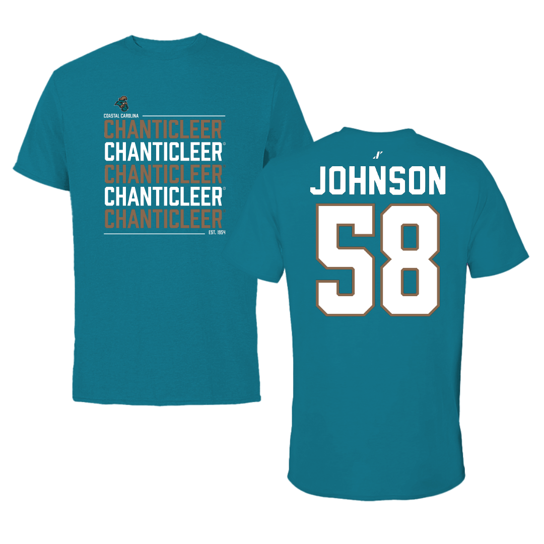 Coastal Carolina University Football Teal General Tee - #58 Thomas Johnson