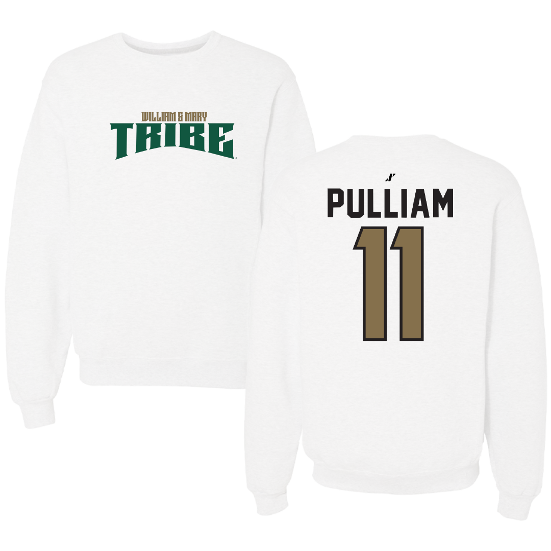 William & Mary Basketball White Classic Crewneck - #11 Kyle Pulliam