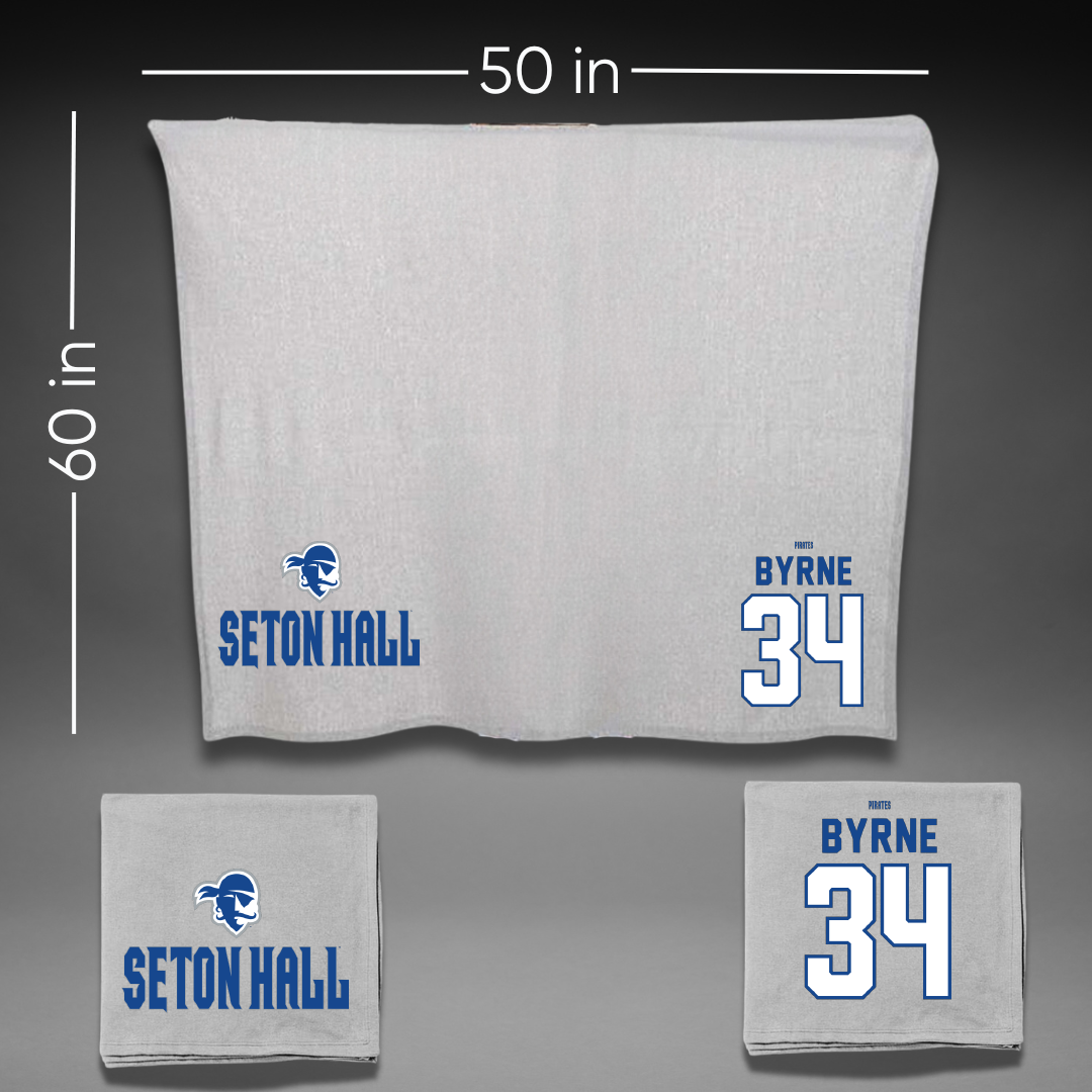 Seton Hall University Baseball Gray Blanket - #34 Connor Byrne