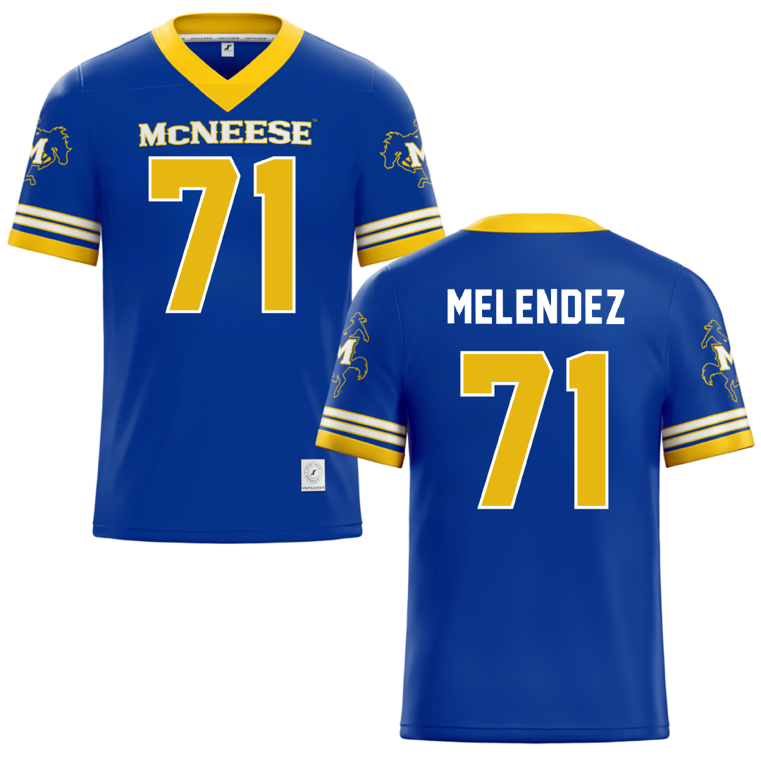 McNeese State University Blue Football Jersey - #71 Elijah Melendez