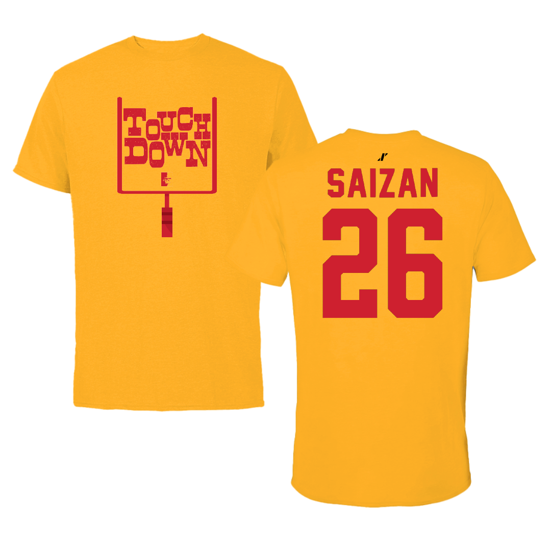 Pittsburg State University Football Gold Touchdown Tee - #26 Lance Saizan