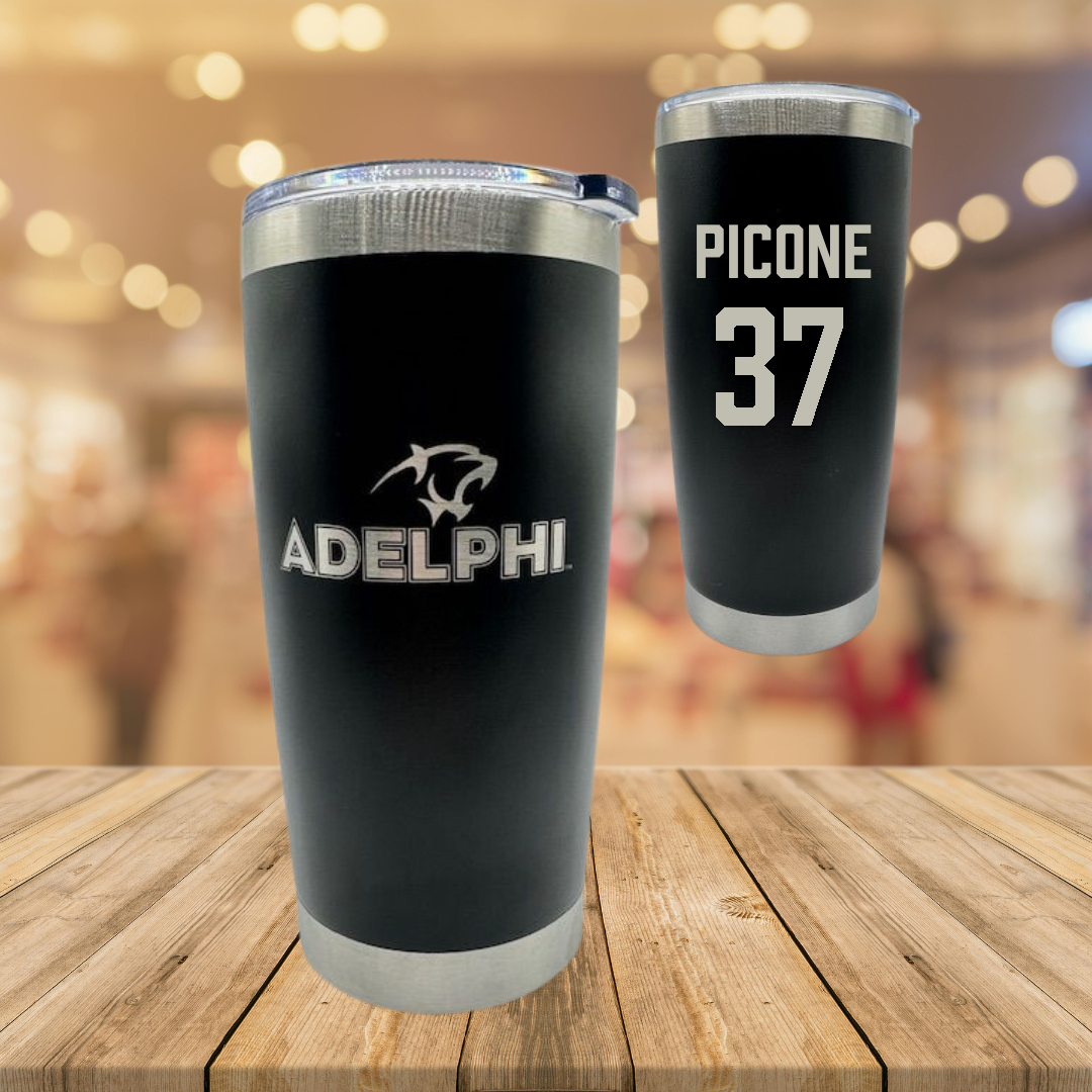 Adelphi University Baseball Black Stainless Steel Tumbler - #37 CJ Picone
