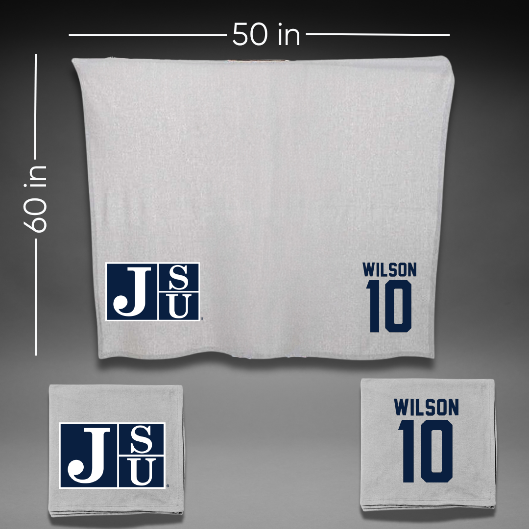 Jackson State University Basketball Gray Blanket - #10 Ebo Wilson