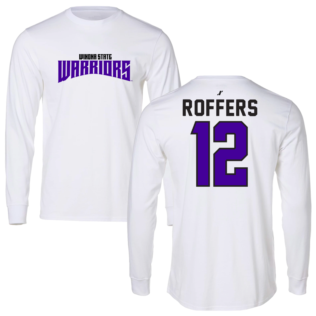 Winona State University Basketball White Classic Long Sleeve - #12 Connor Roffers
