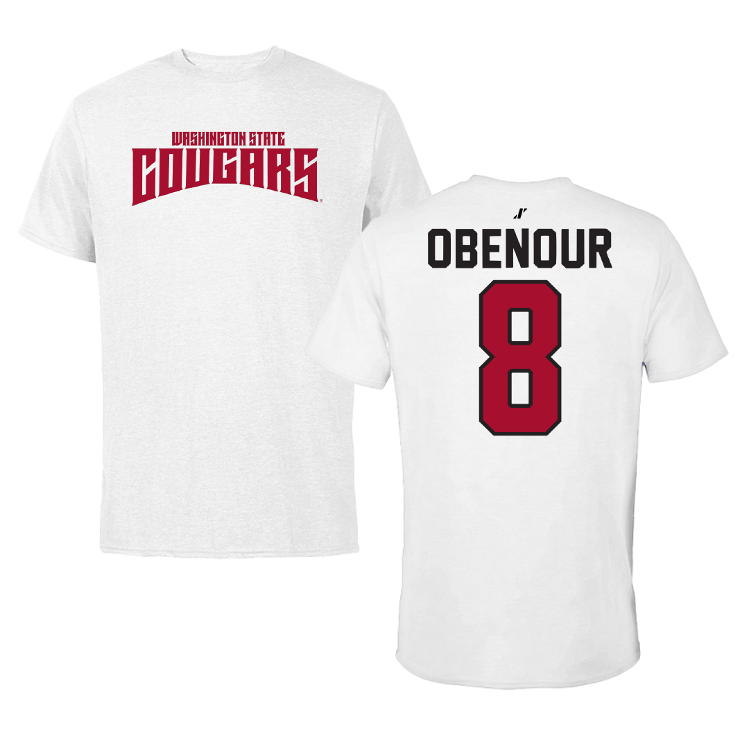 Washington State University Baseball White Classic Tee - #8 Ollie Obenour